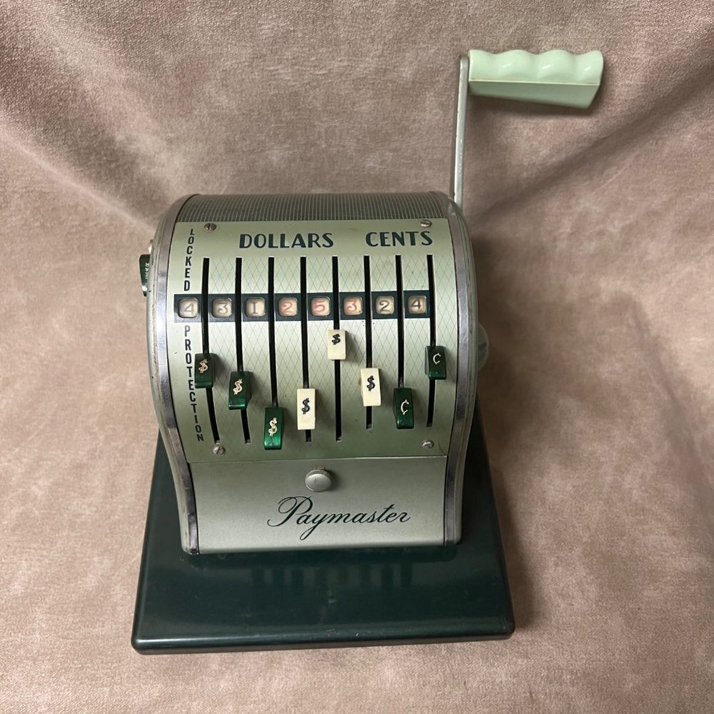 Vintage Paymaster Series X-2000 Check Writer Stamping Machine Mint Green - Picture 3 of 7